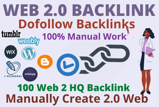 I will create manually web 2 0 dofollow backlinks
