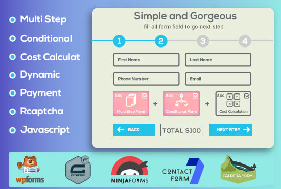 I will create multi step gravity, ninja, wpforms for wordpress