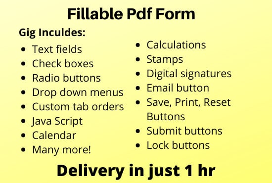 I will create professional pdf fillable form