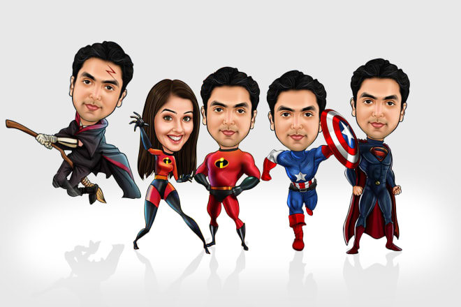 I will create super hero cartoon caricature