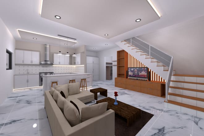 I will design 3d interior space realistic