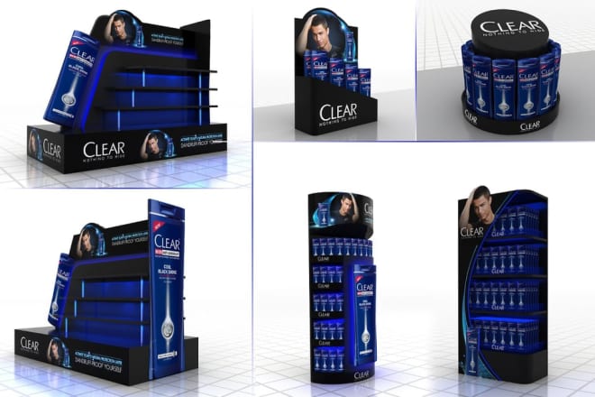 I will design 3d product display and retail display solutions