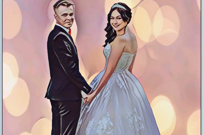 I will design a cartoon portrait and wedding card portrait