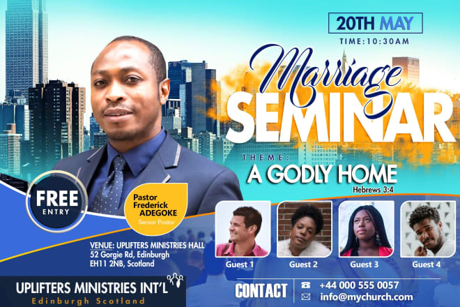 I will design a marriage seminar and church events flyer