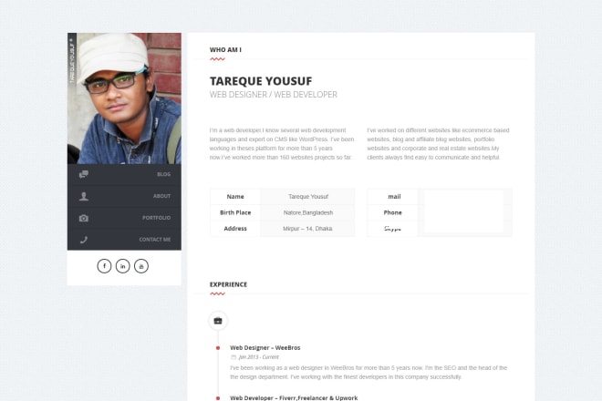I will design a personal portfolio, resume website
