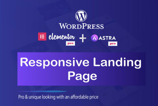 I will design a responsive landing page with astra pro in 24 hours