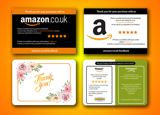 I will design amazon thank you card, product insert, package insert