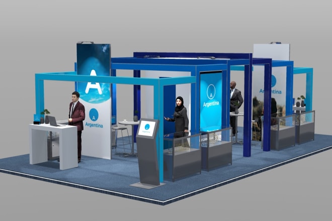 I will design an original stand, exhibition space, kiosk or booth