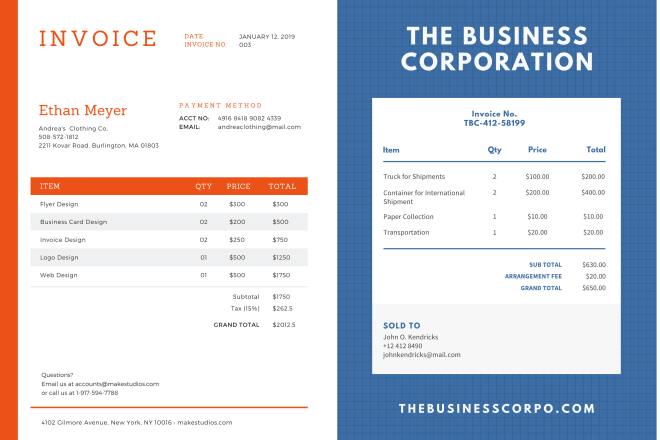 I will design attractive invoice or receipt