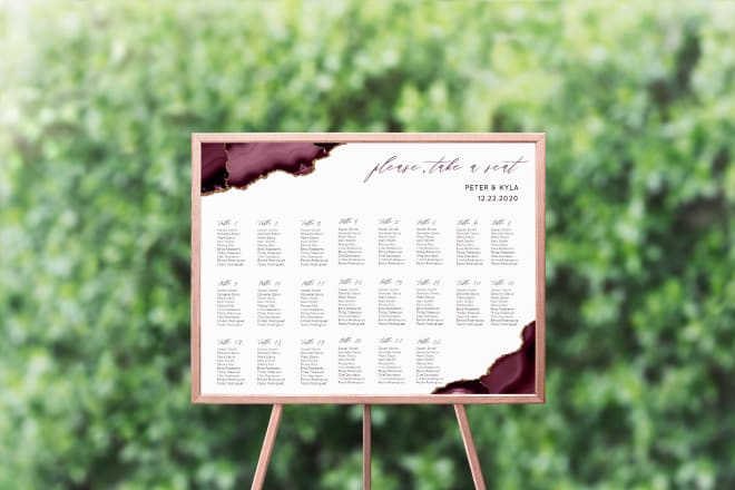 I will design beautiful wedding seating chart