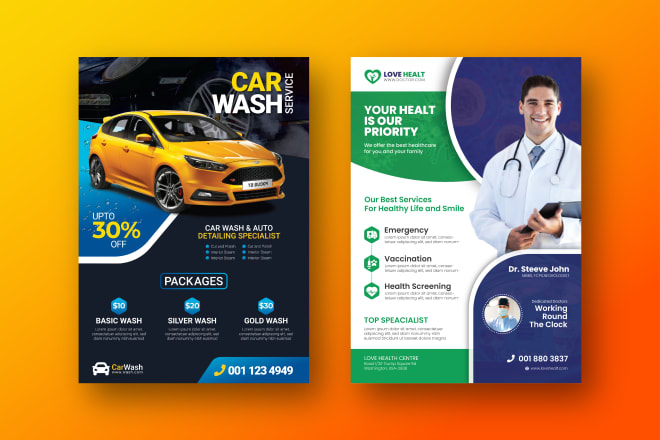 I will design car wash flyer, health, cleaning, poster or leaflet