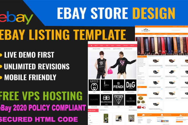 I will design custom ebay store and responsive listing template