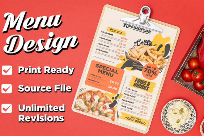 I will design editable restaurant, takeaway or food menu