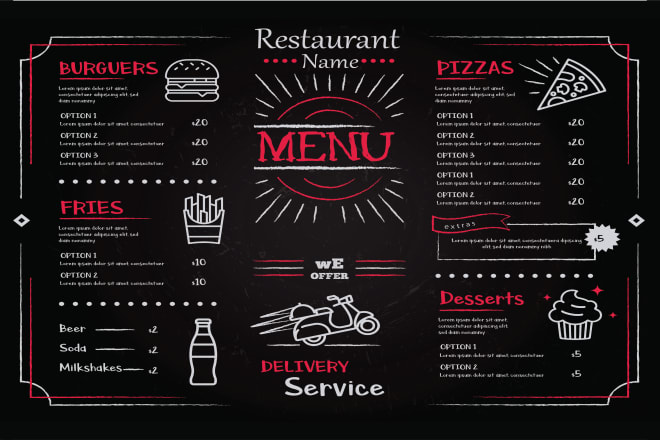 I will design food menu, restaurant menu, service menu, price list