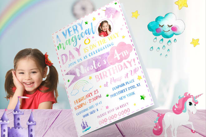 I will design for you birthday party invitation cards