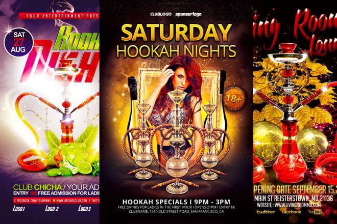 I will design hookah flyer, dj, hip hop concert party flyer or poster