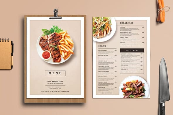 I will design professional restaurant, takeaway or food menu