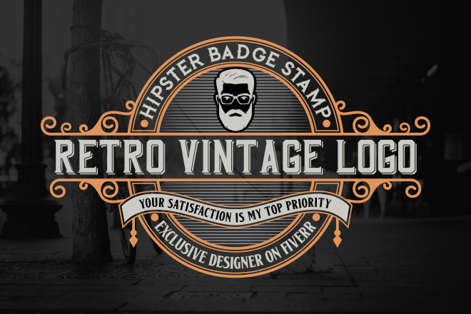 I will design retro vintage hipster badge stamp logo