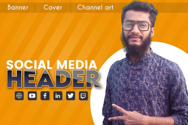 I will design social media header, youtube channel art, facebook, twitter, linkedin,