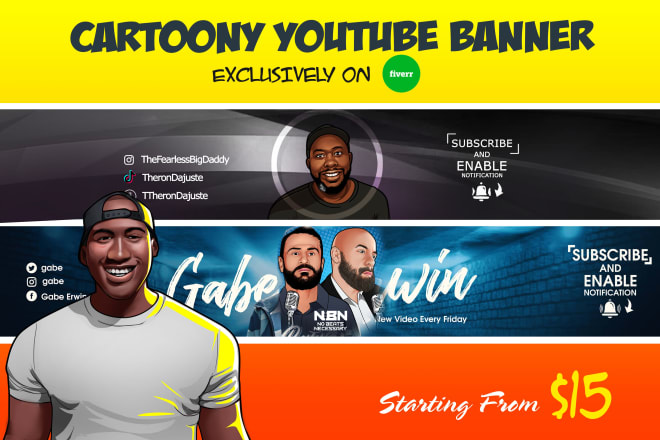 I will design you a cartoony youtube banner and mascot logo