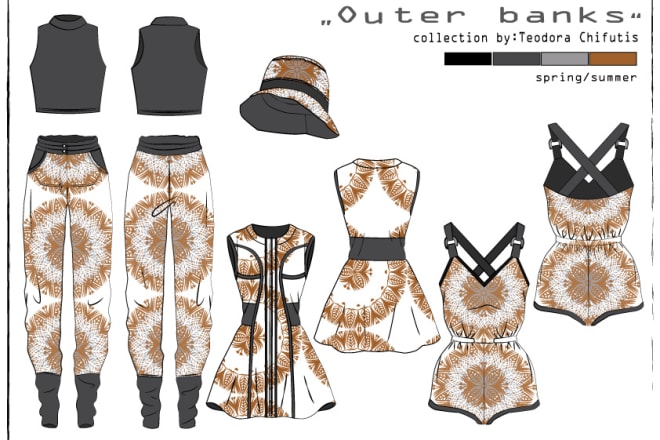 I will design you a fashion technical flat sketch