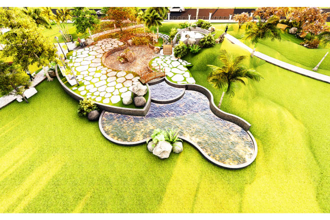 I will design your garden, backyard, patio, terrace 3d realistic landscape