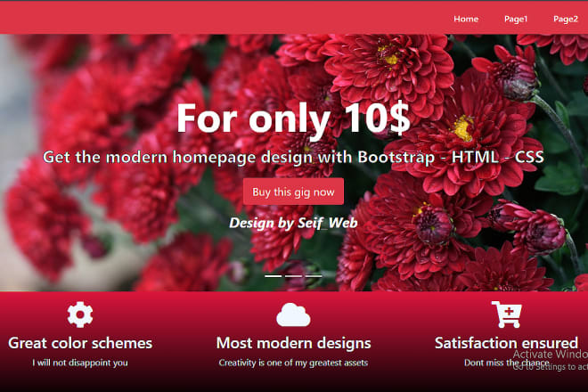 I will design your website css3 HTML5 bootstrap4 from scratch frontend only no PSD