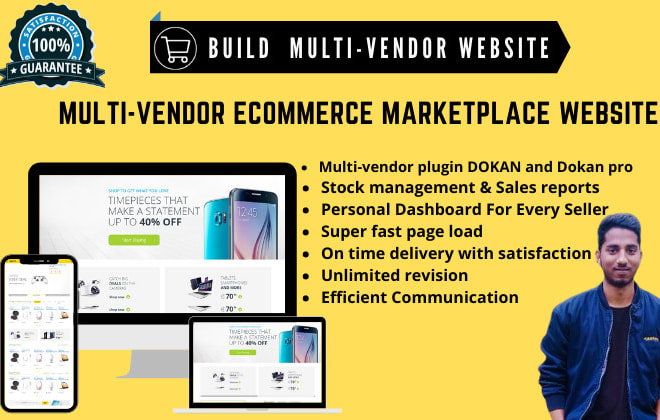 I will develop a multi vendor ecommerce wordpress website for multi vendor marketplace