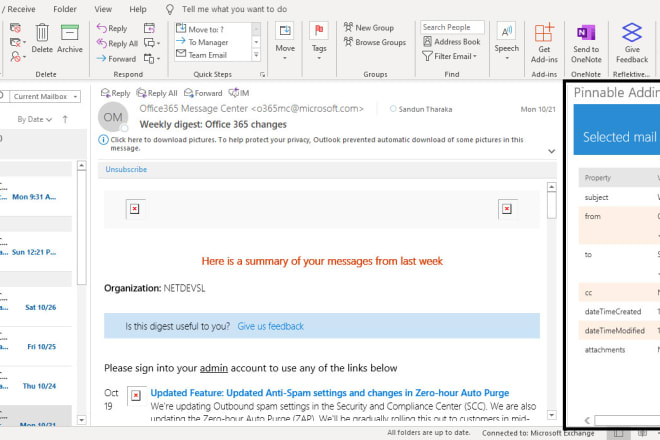 I will develop outlook addin for office 365