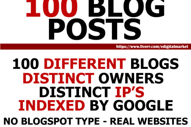 I will do 100 guest posts, get 100 blog posts and 300 dofollow backlinks