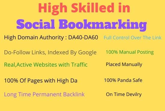 I will do 50 bookmarking in high da sites manually