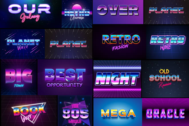 I will do 80s style logo typography