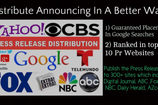 I will do a press release and distribute to news website