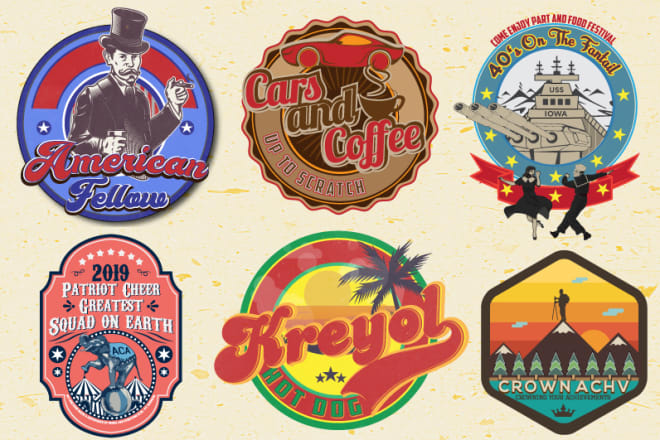 I will do badge,retro vintage logo design and t shirt