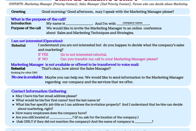 I will do cold calling for your business