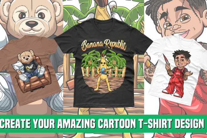 I will do custom t shirt design in my cartoon style