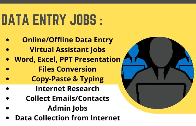 I will do data entry, virtual assistant, typing, words, excel, data collection