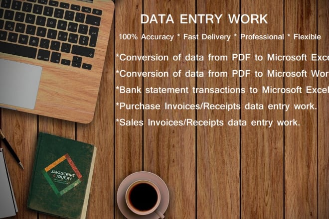 I will do data entry work in excel or word from PDF