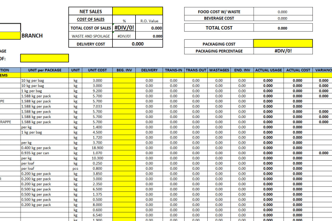 I will do food costing with inventory for restaurants