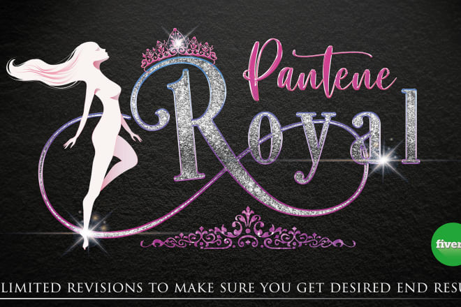 I will do glitter glam elegant feminine logo design or signature style design