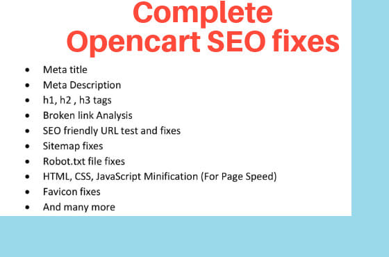 I will do opencart on page SEO fixes