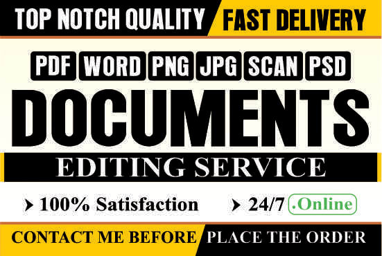 I will do photoshop document editing, edit pdf, word, jpg, psd, scan image or documents