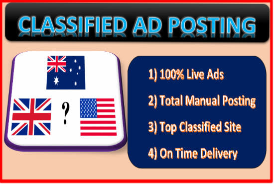 I will do posting you ad the top classified sites in USA UK and australia