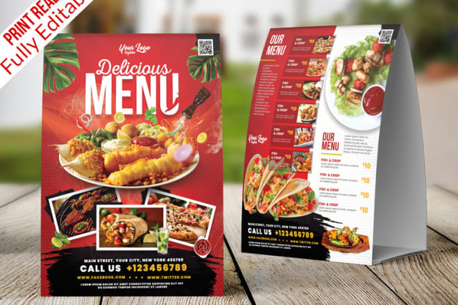 I will do professional, unique, editable, restaurant menu design