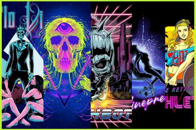 I will do retro designs in 70s and 80s style for apparel