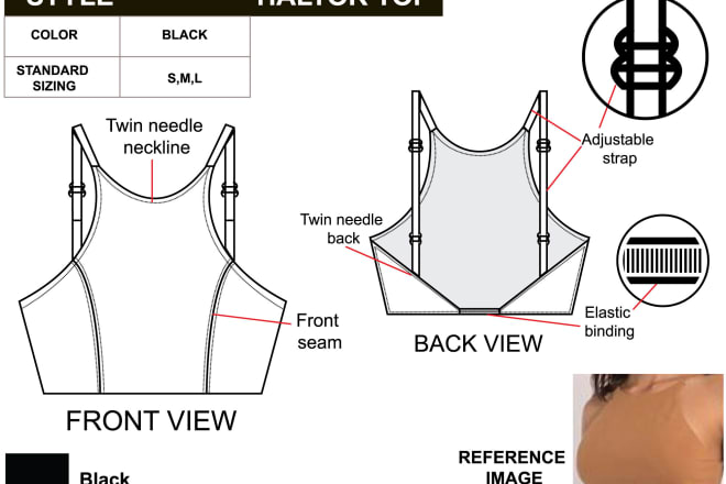 I will do technical fashion illustration, fashion flat, fashion cad