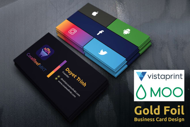 I will do vista print, moo print and gold foil business card design