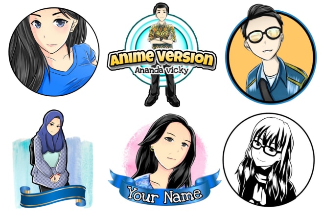 I will draw a cool anime logo from your photo