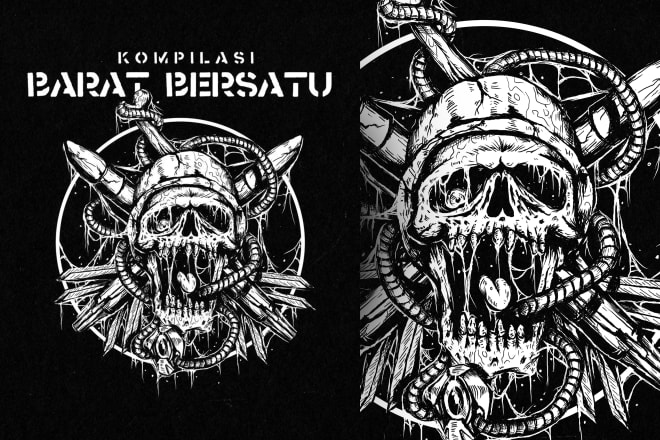 I will draw a dark art, death metal, grindcore illustration artwork