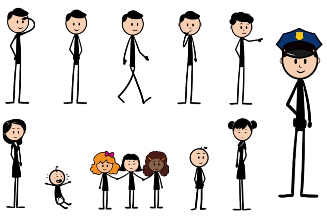 I will draw a panel stick figure clipart for you